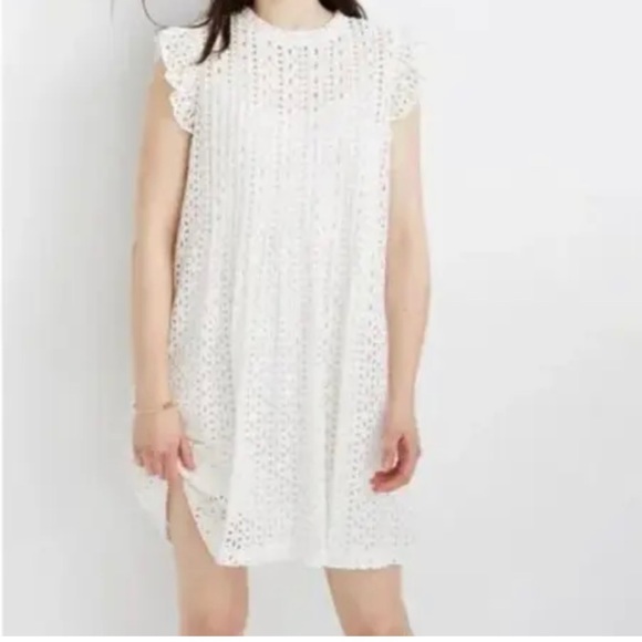 Madewell Eyelet Pintuck Dress Spring Summer Cotton White XXL Ruffles Cute - Picture 13 of 14